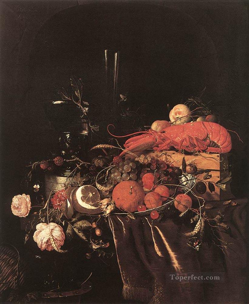 Naturaleza muerta con frutas, flores, vasos y langosta Jan Davidsz de Heem Pintura al óleo